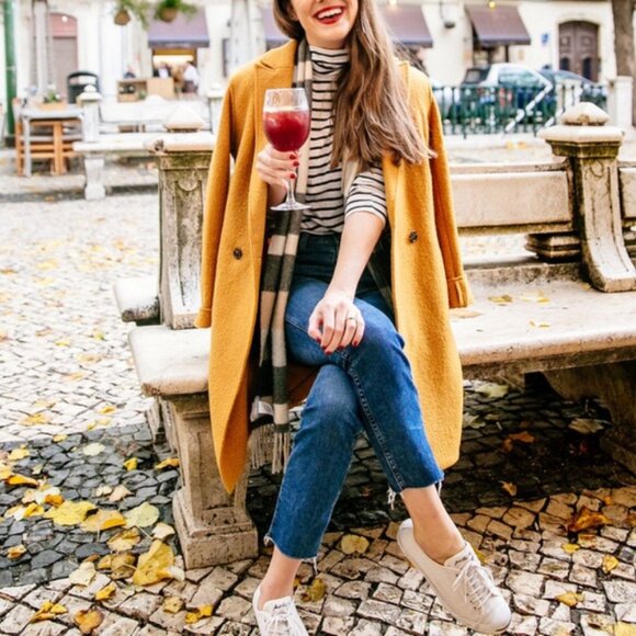 J Crew NEW Daphne boiled wool topcoat jacket Coat 6 Mustard Yellow - Picture 8 of 8